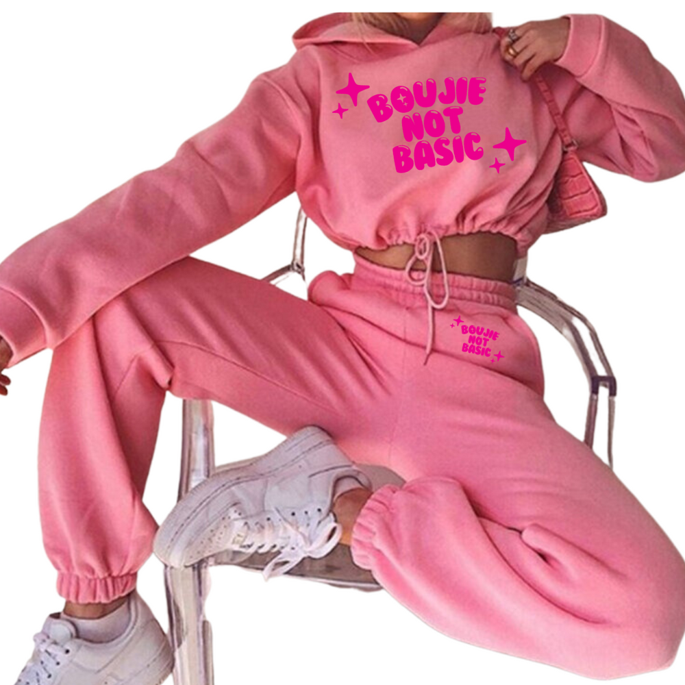 Boujie Not Basic Pink Track Suit