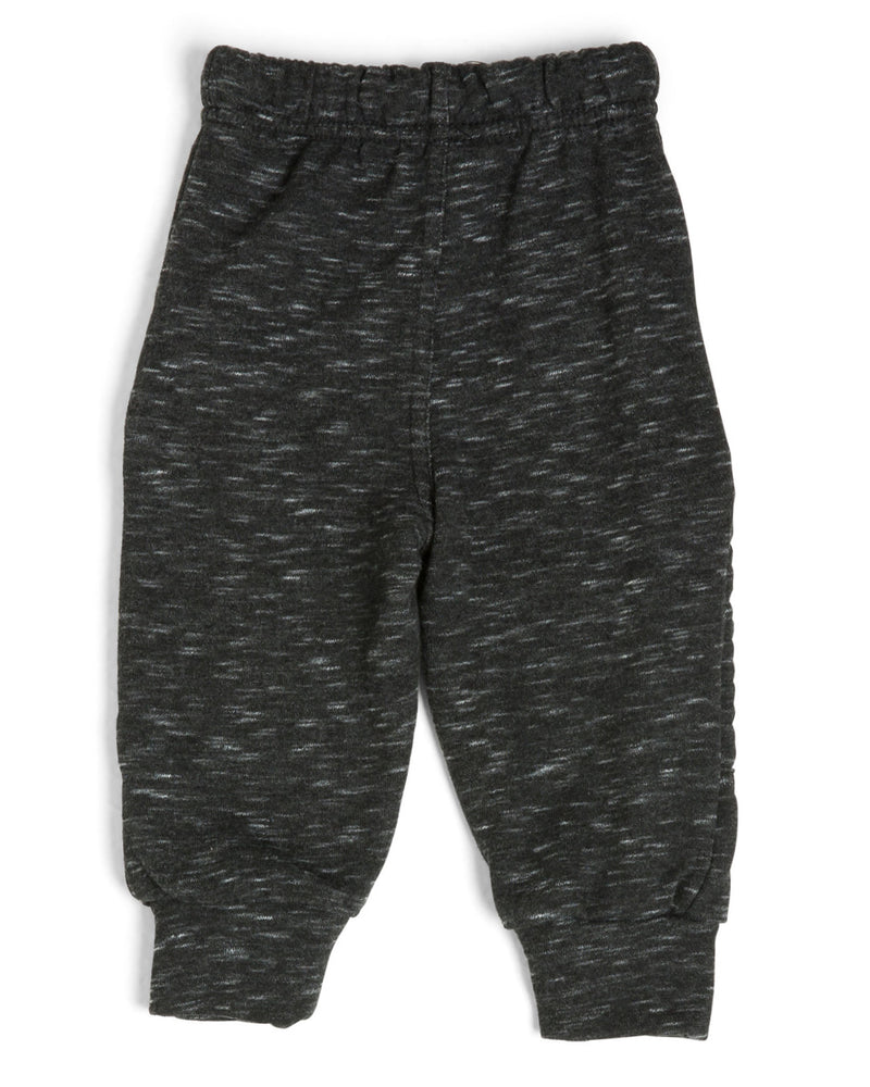 
            
                Load image into Gallery viewer, The Littlest Prince French Terry Moto Sweatpants are perfect for a super comfy yet fashionable look. These pants have an elastic waistband and the ankles have a cuffed hem. They also have zipper pockets and moto stitching by the knees.  Make sure to get an extra pair for daddy! Have them matching from head to toe!
            
        