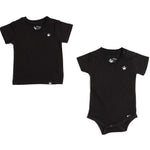 The Littlest Prince Black Crown Logo Tee is sleek and simple which allows you to style it how you please! You can dress it up with a sports jacket or keep it cool with a pair of jeans. It is a v-neck style which keeps your little man totally stylish. Available in baby, toddler and tween sizes!