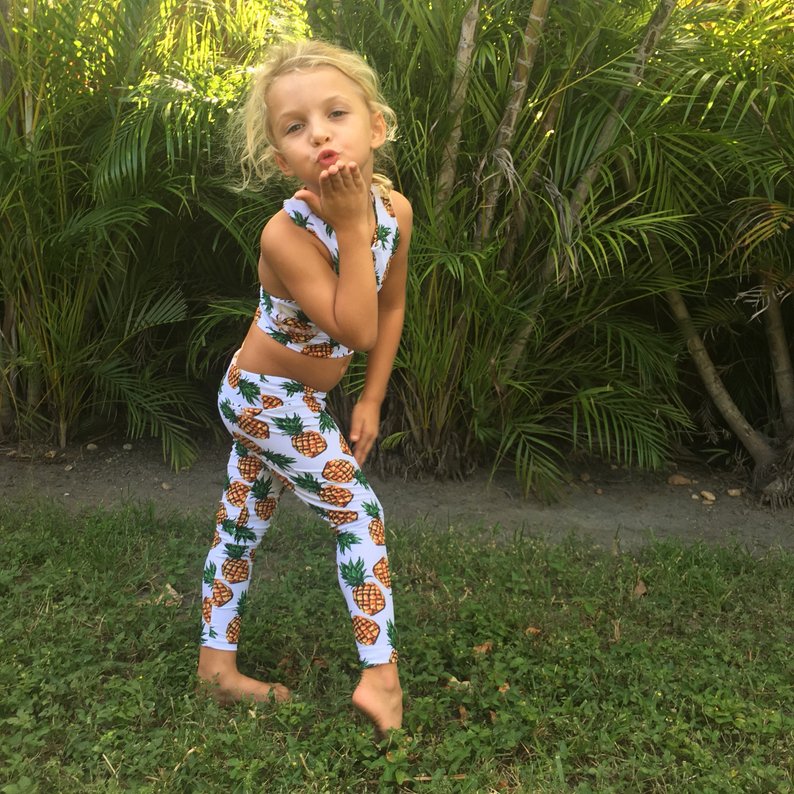 
            
                Load image into Gallery viewer, We are so excited to launch our beautiful Mommy &amp;amp; Me matching yoga sets! Each set is handmade in Miami, Florida and is super comfy. Each fit is true to size.   *A set includes printed leggings and matching bra.  All of our prints are stylish, funky and fashionable surely leaving you and your budding yogi to be the talk of the class!   100% polyester
            
        
